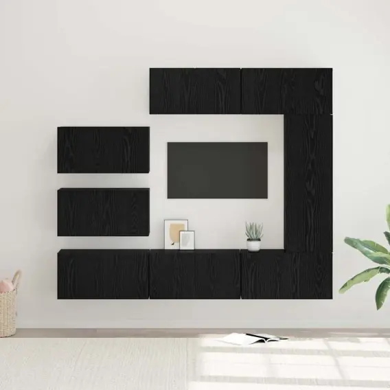 Taniej Zestaw szafek RTV 8 pcs Czarny dąb 30.5 x 30 x 90 cm Lumarko! - Hurtownia wielobranżowa Lumarko